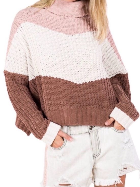 POL Sweaters - POL High Up in the Sky Knit Oversized Sweater Sz L Colorblock EUC